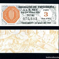 Billetes españoles: CATALUÑA BILLETE OBLIGACION DE 6,875 PESTAS AÑO 1936 SERIE 075693 (GUERRA CIVIL ESPAÑOLA)CUPO 3. Lote 77115353