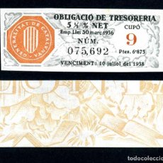 Billetes españoles: CATALUÑA BILLETE OBLIGACION DE 6,875 PESTAS AÑO 1936 SERIE 075692 (GUERRA CIVIL ESPAÑOLA)CUPO 9. Lote 77116109