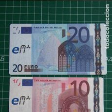 Billetes españoles: PRUEBA EURO. 3 BILLETES 5, 10 Y 20 EUROS CARTON PLASTIFICADO. MATERIAL DIDÁCTICO. VER FOTOS. Lote 79621789