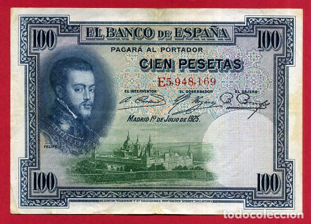 Billetes espa&ntilde;oles: BILLETE 100 PESETAS 1925 , MBC+ , SERIE E , ORIGINAL , T169