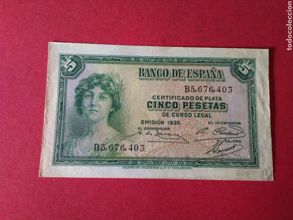 Billete de 5 pesetas. año 1935. ii republica - Vendido en Subasta