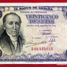 Billetes españoles: BILLETE 25 PESETAS 1946 , MBC++ , SERIE D , ORIGINAL , T654