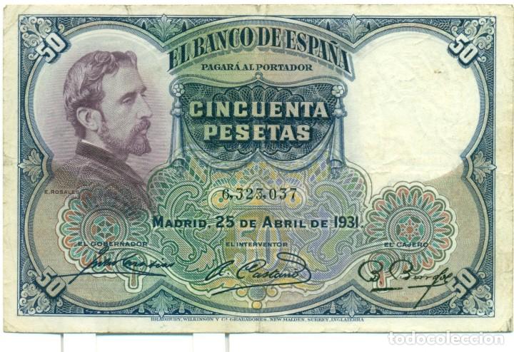 Billetes espa&ntilde;oles: 50 PTAS.DEL 25 DE ABRIL DE 1931 - Foto 1