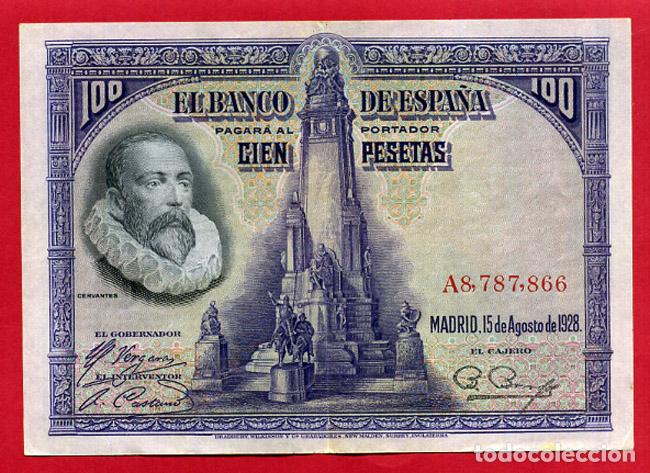 Billetes espa&ntilde;oles: BILLETE 100 PESETAS 1928 , EBC , SERIE A , ORIGINAL , T866