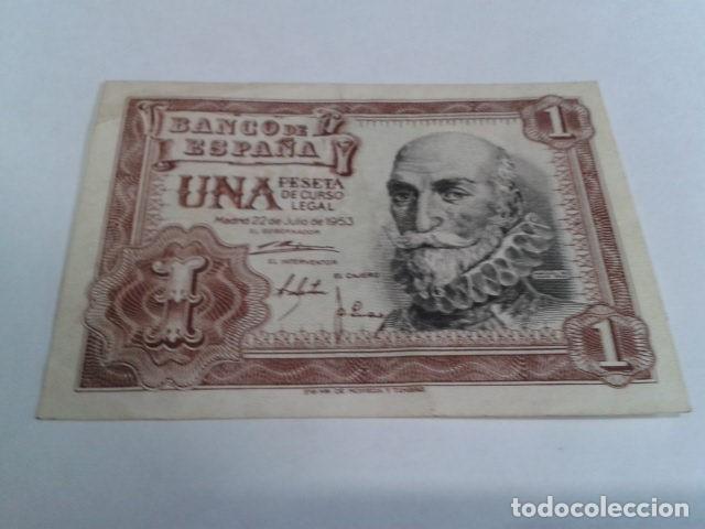 Spanische Banknoten: BILLETE UNA PESETA 1953 N&ordm; SERIE( F 8819204 )  MARQUES DE SANTA CRUZ