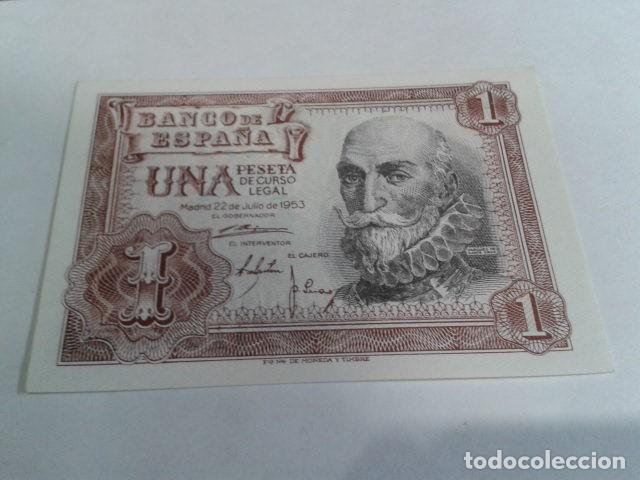 Spanische Banknoten: BILLETE UNA PESETA 1953 N&ordm; SERIE( 1 A 4907549 ) MARQUES DE SANTA CRUZ SIN CIRCULAR