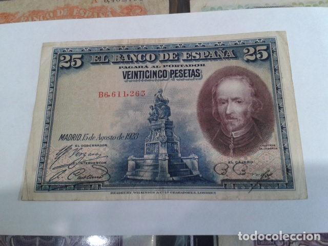 Spanische Banknoten: BILLETE 25 PESETAS 1928 SERIE N&ordm; B6,611,263 CIRCULADO CONSERVADO