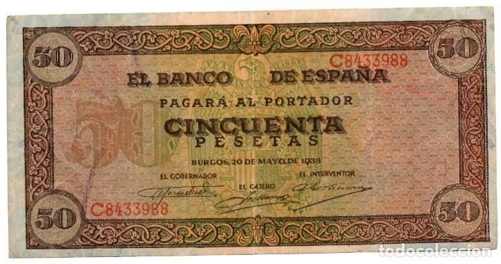 Billetes espa&ntilde;oles: 50 pesetas del 1938 - Foto 1