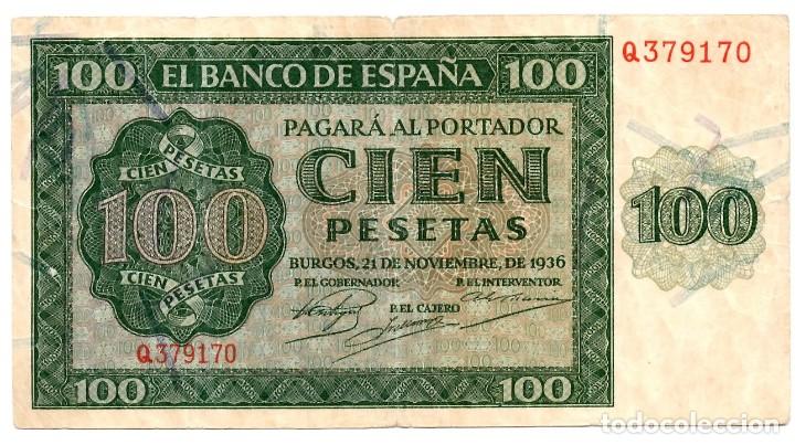 Billetes espa&ntilde;oles: 100 pesetas del 1936 - Foto 1