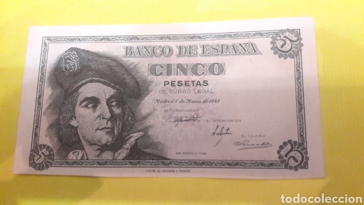 Billetes espa&ntilde;oles: BILLETE ESPA&Ntilde;A 1948 5 PTAS SERIE E - Foto 1