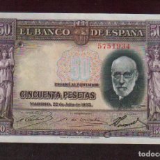 Billetes españoles: BILLETE DE 50 PTS DE 1935 BUENISIMA CONSERVACION - EL DE LA FOTO VER TODOS MIS LOTES DE BILLETES. Lote 127821727