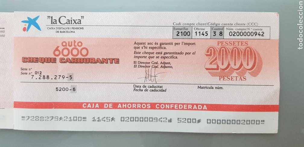 Billetes espa&ntilde;oles: 2000 PESETAS CHEQUE CARBURANTE LA CAIXA - Foto 1