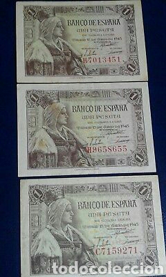 Spanish Banknotes: Lote de 3 billetes de 1 peseta EBC +