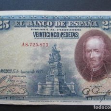 Billetes españoles: 25 PESETAS DE 1928 SERIE A-873. Lote 132117362