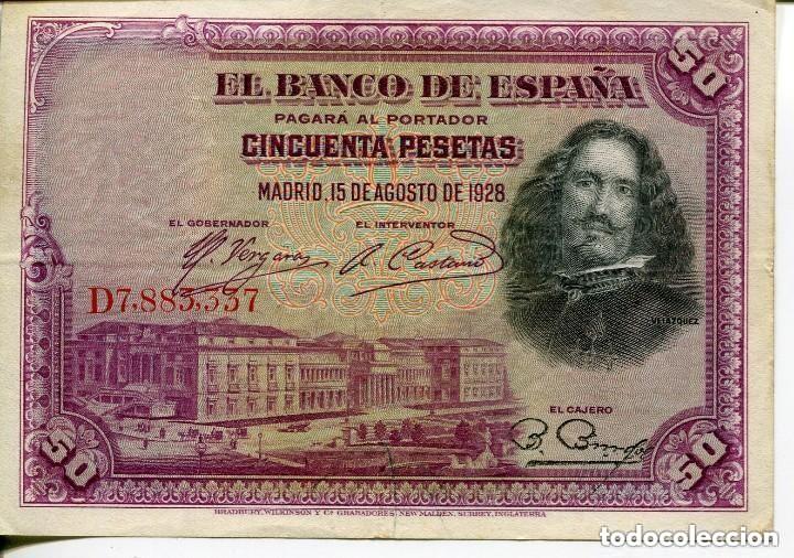Billetes espa&ntilde;oles: BILLETE VELAZQUEZ- 50 PESETAS 1928-