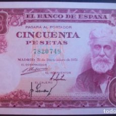 Billetes españoles: BANCO DE ESPAÑA. 50 PESETAS. 31 DICIEMBRE 1951. RUSIÑOL. SIN SERIE. SC-. Lote 135525106