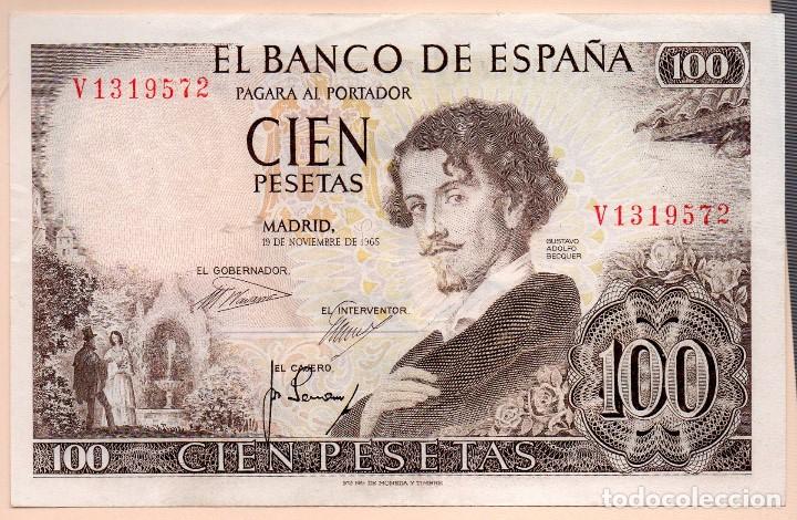 Billetes espa&ntilde;oles: 100 Pesetas 1965 Becquer - Foto 1