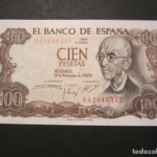 Billetes españoles: 100 PESETAS DE 1970 SERIE 9A-483 PLANCHA (MUY RARO DIFÍCIL). Lote 139129114