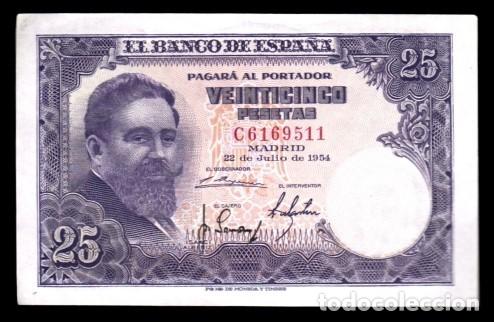 Billetes espa&ntilde;oles: 25 pesetas 1954 sin circular - Foto 1