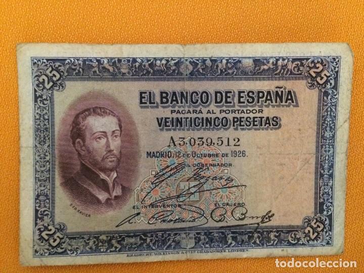 Billetes espa&ntilde;oles: BILLETE 25 PESETAS. 12 OCTUBRE DE1926. SERIE A