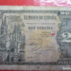 Billetes españoles: ESTADO ESPAÑOL. BILLETE DE 2 PESETAS EMISIÓN BURGOS 1938. CIRCULADO. SERIE 'N'