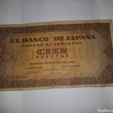 Billetes españoles: BILLETE DE 100 PESETAS DEL AÑO 1938. Lote 148640290