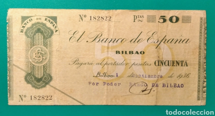 Billetes espa&ntilde;oles: 50 Pesetas Bilbao. 1936. - Foto 1