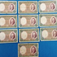 Billetes españoles: LOTE DE 10 BILLETES DE 25 PESETAS DE LA REPUBLICA ESPAÑOLA ,AÑO 1931