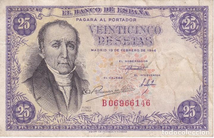 Billets espagnols: BILLETE DE 25 PESETAS DEL A&Ntilde;O 1946 DE FLOREZ ESTRADA SERIE B