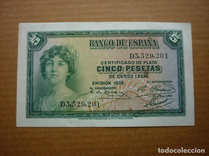 5 pesetas 1935 serie d 3,529,201 - Comprar Billetes españoles antiguos