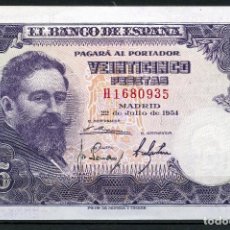 Billetes españoles: ESPAÑA, BILLETE, ISAAC ALBÉNIZ, VALOR: 25 PESETAS, 1954, SERIE: H