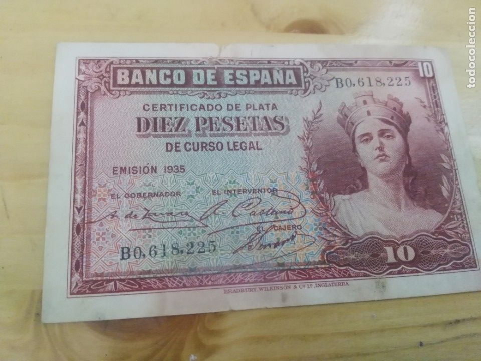 Billetes espa&ntilde;oles: 10 Pesetas 1937 - Foto 1