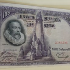 Billetes españoles: 1928 SIN LETA DE SERIE 2.186.154 CERVANTES 100 PESETAS PRIMERA REPÚBLICA
