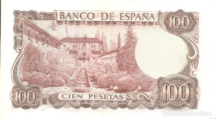 Billetes espa&ntilde;oles: 100 PESETAS - FALLA - 1970 - Foto 2