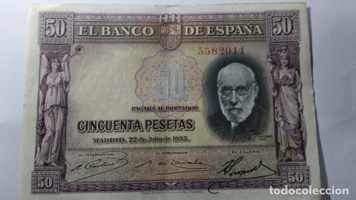 Billetes espa&ntilde;oles: BILLETE 50 PESETAS. RAMON Y CAJAL. 1935. EBC