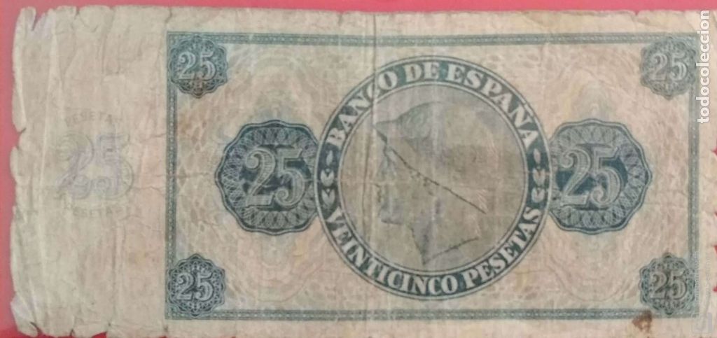 Billetes espa&ntilde;oles: 25 pesetas 1936 - Foto 2