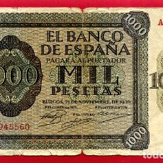 Billetes españoles: BILLETE 1000 PESETAS 1936 , MBC- , SERIE A , ORIGINAL , T560. Lote 179525476