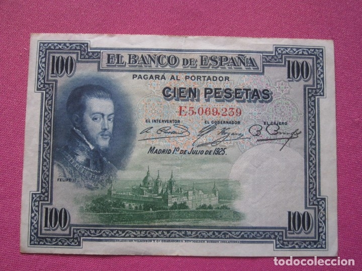 Billetes espa&ntilde;oles: BILLETE DE CIEN 100 PESETAS 1925 SERIE E FELIPE II L2C