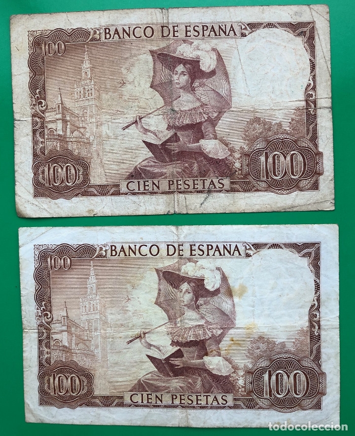 Billetes espa&ntilde;oles: BILLETES 100 PESETAS, 1965 - Foto 2