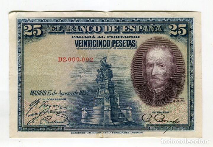 Billetes espa&ntilde;oles: 25 PESETAS 15 DE AGOSTO DE 1928