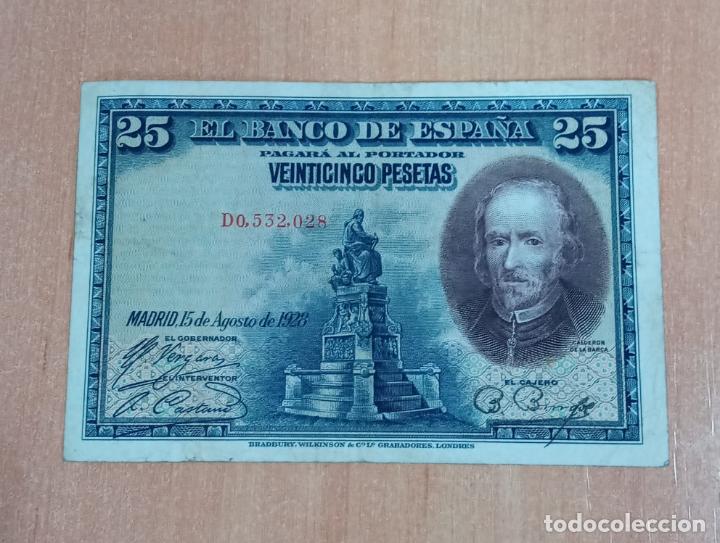 Billetes espa&ntilde;oles: BILLETE 25 PESETAS. CALDERON DE LA BARCA. AGOSTO 1928