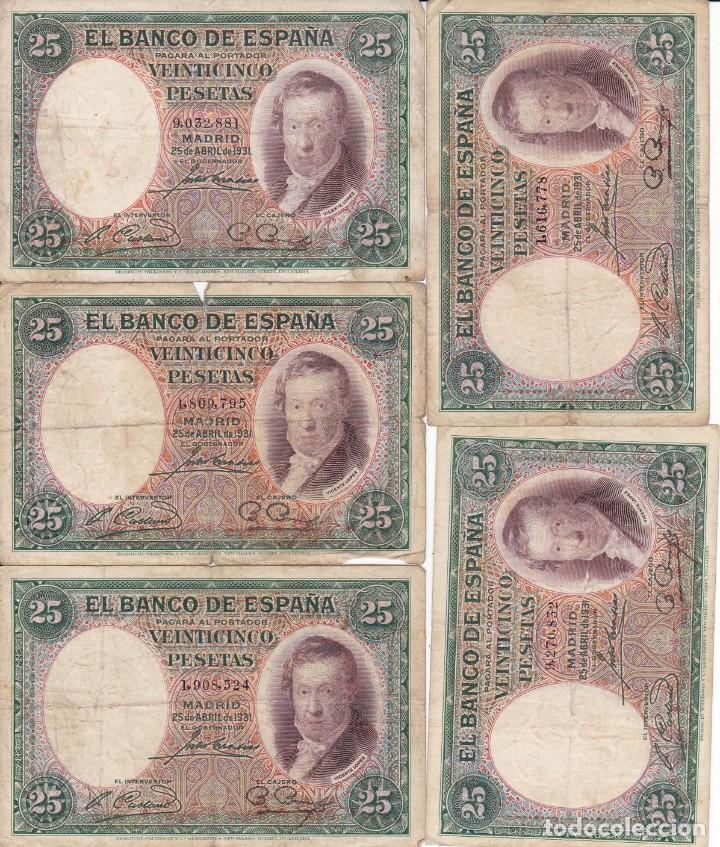 Billetes espa&ntilde;oles: 5 billetes 25 pesetas usados 1931 Madrid