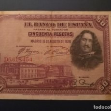 Billetes españoles: BILLETE DE 50 PTAS DE ALFONSO XIII DEL AÑO 1928 (DICTADURA DE PRIMO DE RIVERA) VELAZQUEZ SERIE D. Lote 189983697