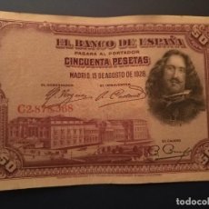 Billetes españoles: BILLETE DE 50 PTAS DE ALFONSO XIII DEL AÑO 1928 (DICTADURA DE PRIMO DE RIVERA) VELAZQUEZ SERIE C. Lote 189983810