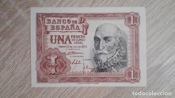 Billetes espa&ntilde;oles: BILLETE UNA PESETA-BANCO DE ESPA&Ntilde;A-A&Ntilde;O 1953-NUEVO SIN CIRCULAR.