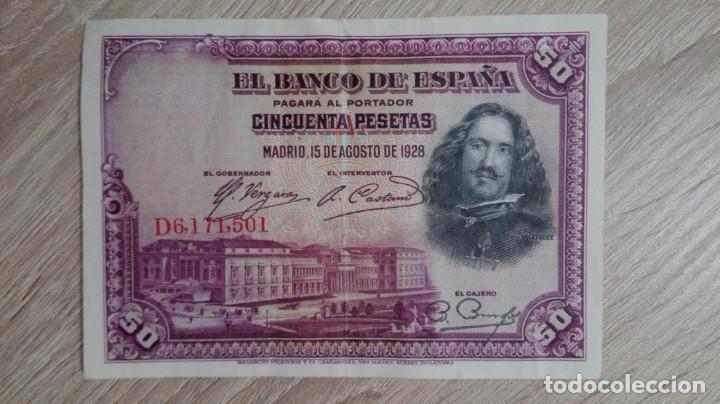 Billetes espa&ntilde;oles: BILLETE 50 PESETAS-BANCO DE ESPA&Ntilde;A-A&Ntilde;O 1928-SERIE D