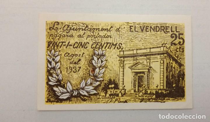 Billetes espa&ntilde;oles: 25 Centimos El Vendrell - Foto 1