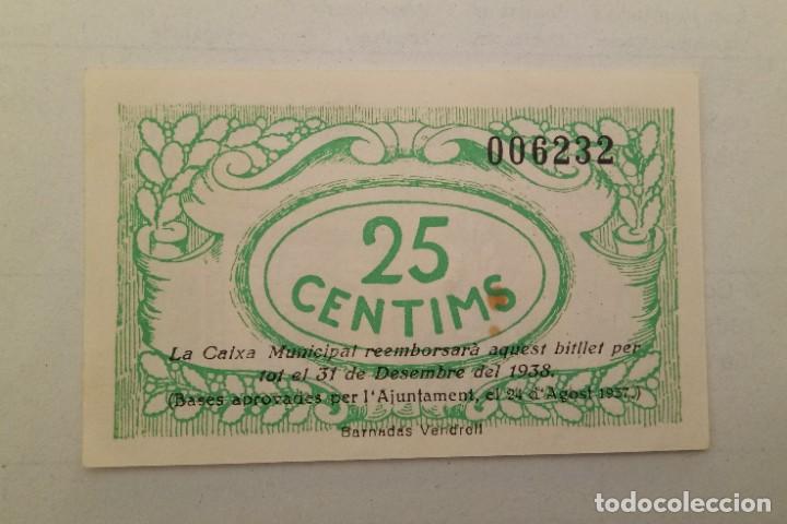Billetes espa&ntilde;oles: 25 Centimos El Vendrell - Foto 2