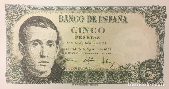 Billetes espa&ntilde;oles: 5 PTA 16 agosto 1951 CON SERIE PLANCHA - Foto 1