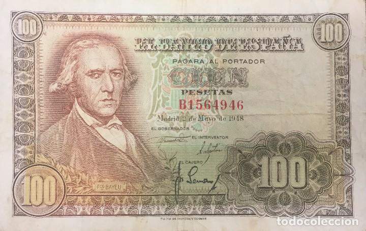 Billetes espa&ntilde;oles: 100 PTS 2 mayo 1948 CON SERIE BC - Foto 1